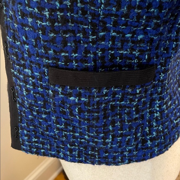 J.Crew Blue Tweed Jacket Blazer Black Trim Wool Blend Small - Picture 3 of 6